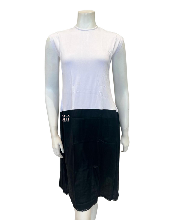 Slimit SLM2607 37" White/Black Nursing Sleeveless Shell Slip myselflingerie.com