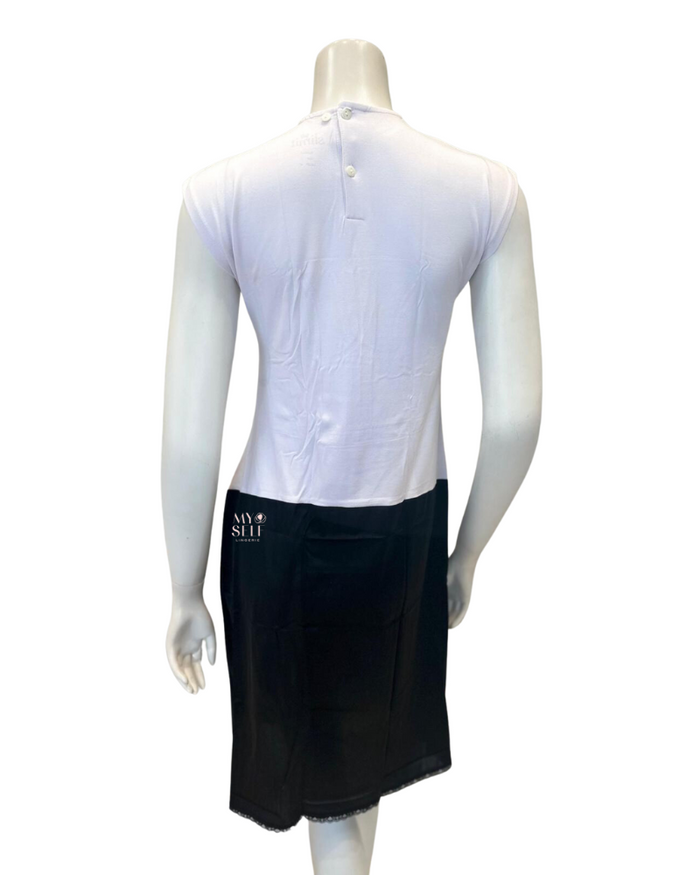 Slimit SLM2607 37" White/Black Nursing Sleeveless Shell Slip myselflingerie.com