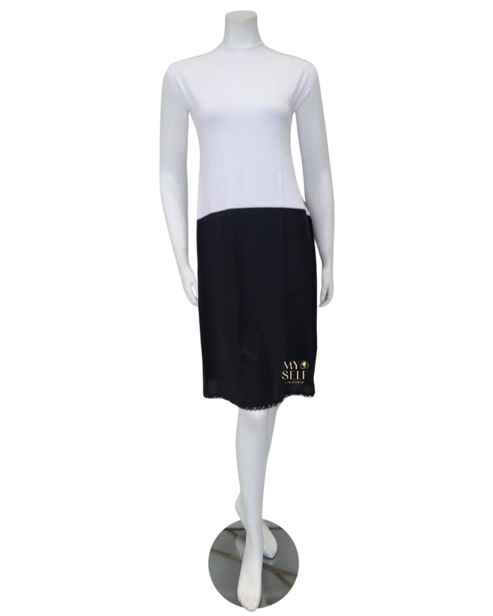 Slimit SLM12574 37" White/Black Sleeveless Bamboo Shell Slip myselflingerie.com