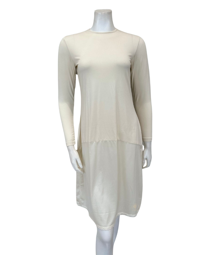 Slimit 39" Ivory/Ivory Long Sleeve Shell Slip Adjustable Neck Myselflingerie.com