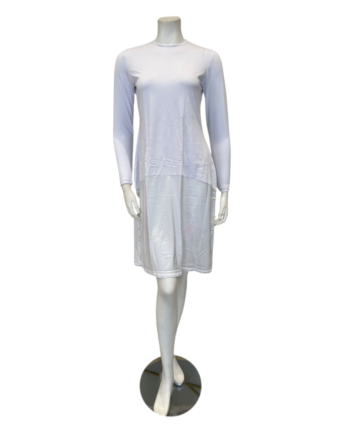 Slimit SLM2615C 39" White/White Long Sleeve Shell Slip myselflingerie.com