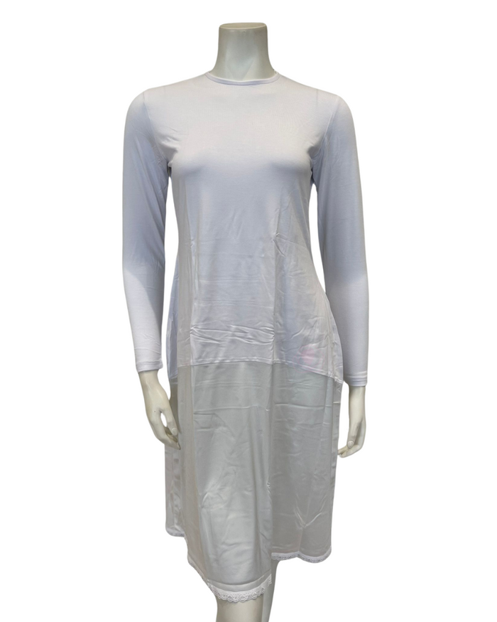 Slimit SLM2615C 39" White/White Long Sleeve Shell Slip myselflingerie.com