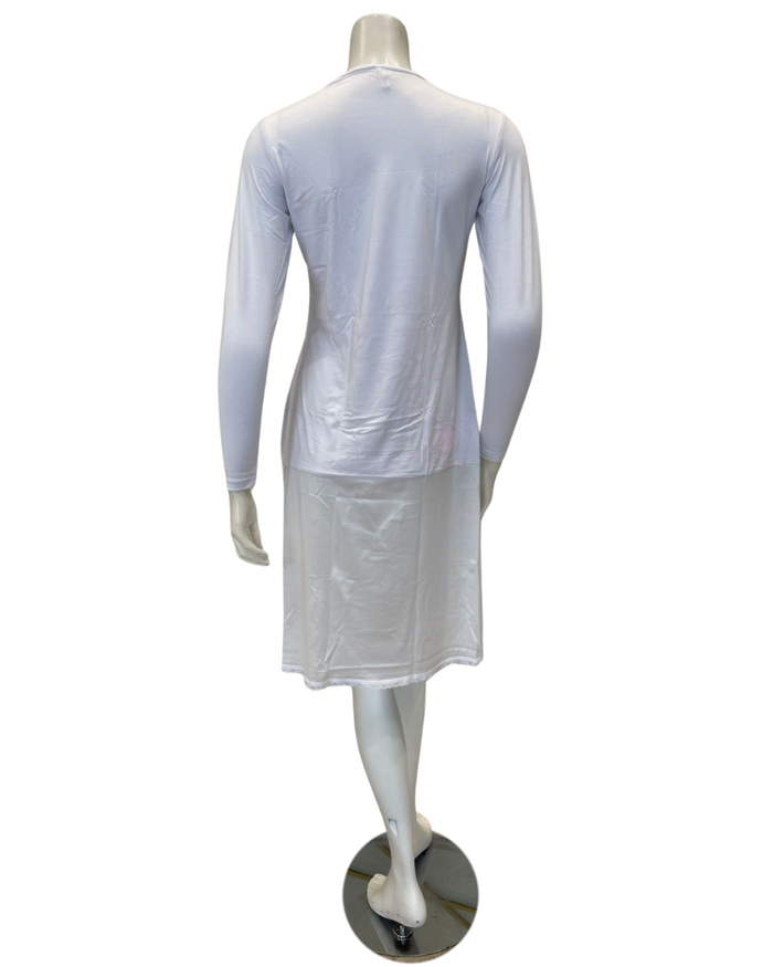 Slimit SLM2615C 39" White/White Long Sleeve Shell Slip myselflingerie.com