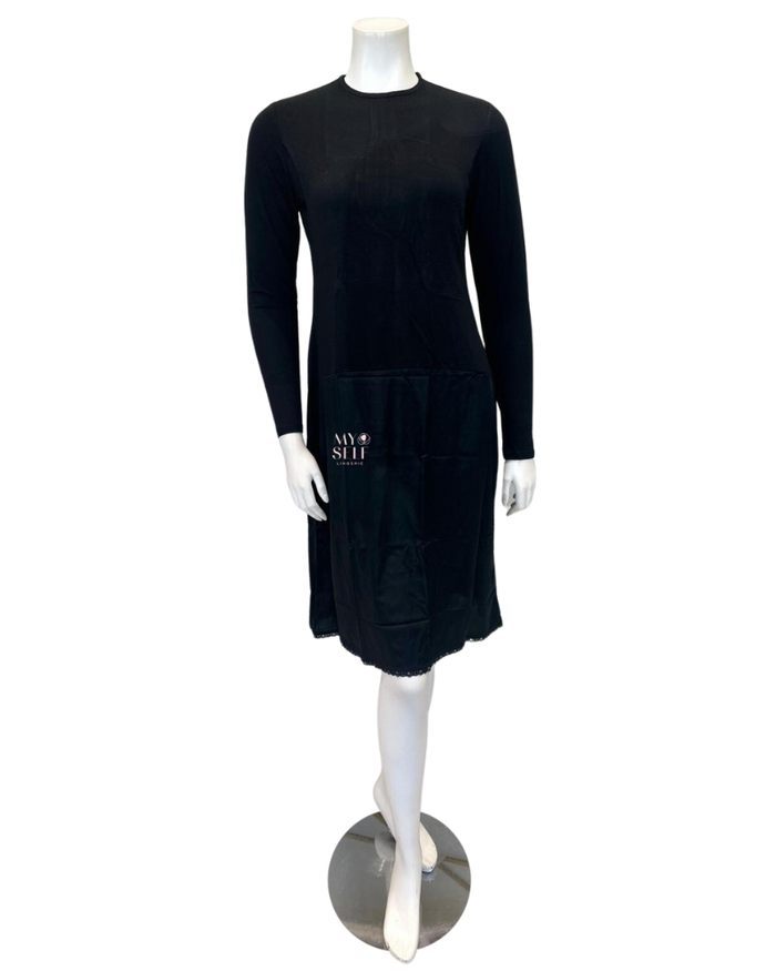 Slimit SLM2606 41" Black/Black Nursing Long Sleeve Shell Slip myselflingerie.com