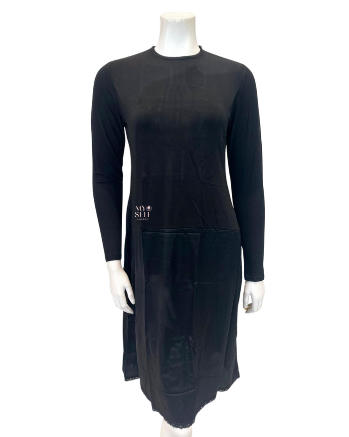 Slimit SLM2606 41" Black/Black Nursing Long Sleeve Shell Slip myselflingerie.com