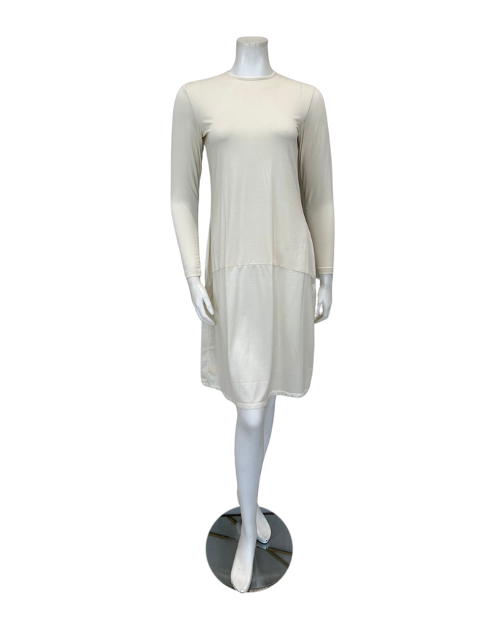 Slimit 41" Ivory/Ivory Long Sleeve Shell Slip Adjustable Neck Myselflingerie.com