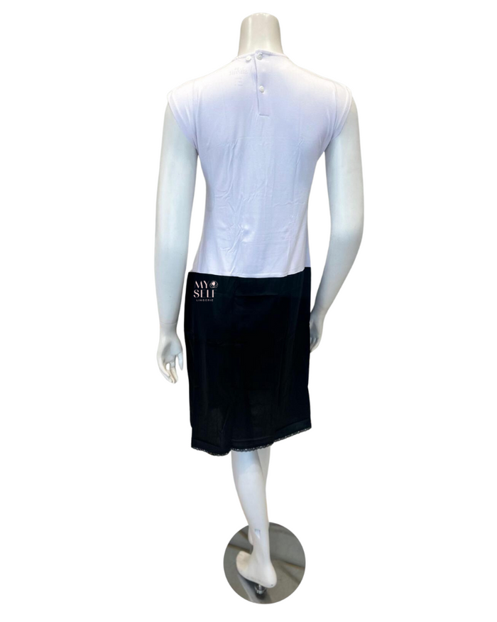 Slimit SLM2607 41" White/Black Nursing Sleeveless Shell Slip myselflingerie.com