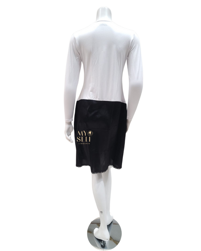 Slimit SLM12573 43" White/Black Long Sleeves Bamboo Shell Slip myselflingerie.com