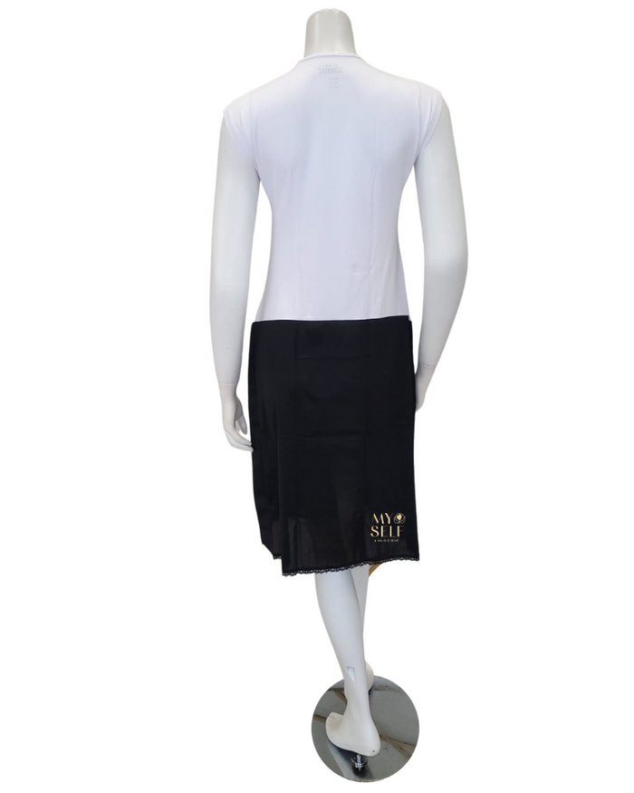 Slimit SLM12574 43" White/Black Sleeveless Bamboo Shell Slip myselflingerie.com