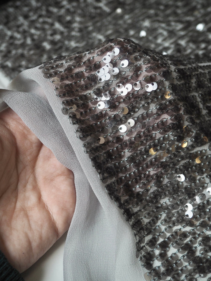 Smoke Grey Sequin Viscose Chiffon