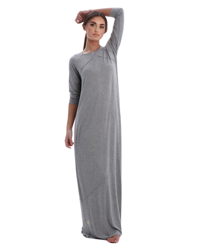 Snooze by Rojo 0174 Grey Chiller Modal Nightgown &amp; Hoodie Set myselflingerie.com