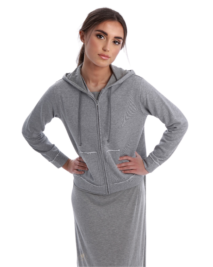 Snooze by Rojo 0174 Grey Chiller Modal Nightgown &amp; Hoodie Set myselflingerie.com