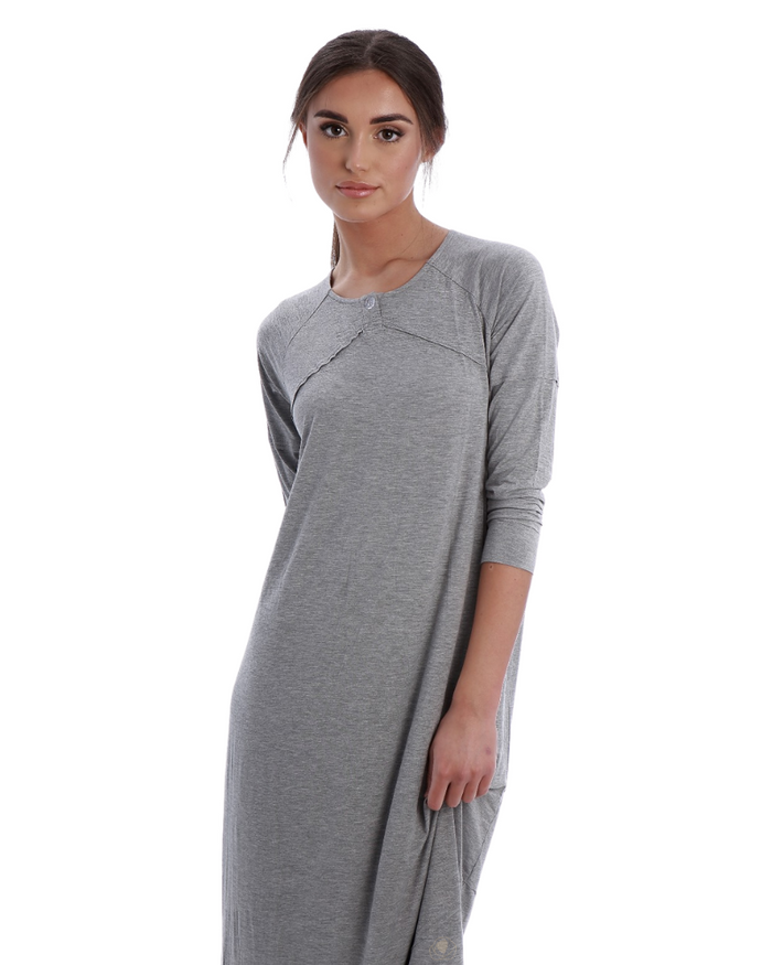 Snooze by Rojo 0174 Grey Chiller Modal Nightgown &amp; Hoodie Set myselflingerie.com