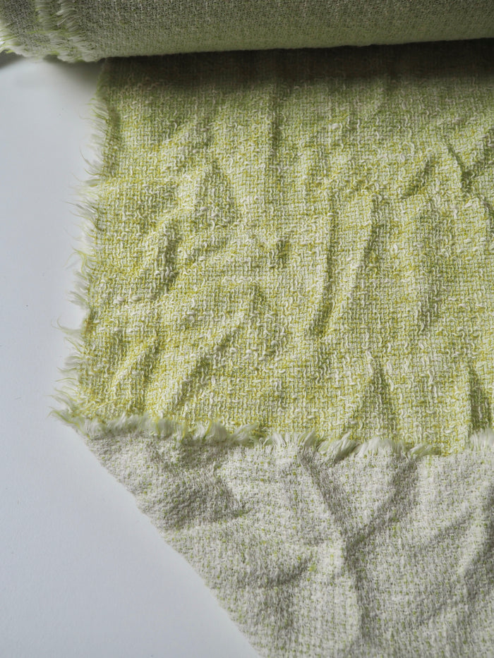 Soft Lime Cotton Blend Tweed