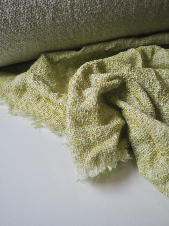 Soft Lime Cotton Blend Tweed