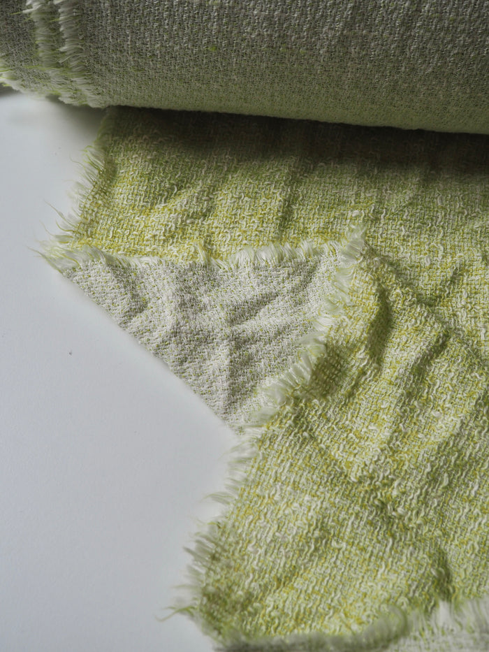 Soft Lime Cotton Blend Tweed