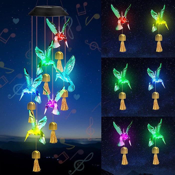 Solar-Powered Hummingbird Wind Chime