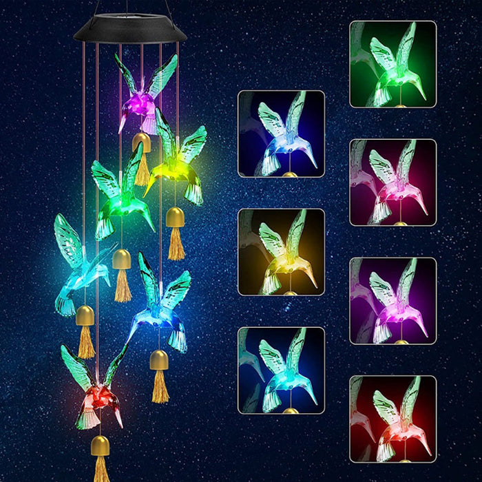 Solar-Powered Hummingbird Wind Chime