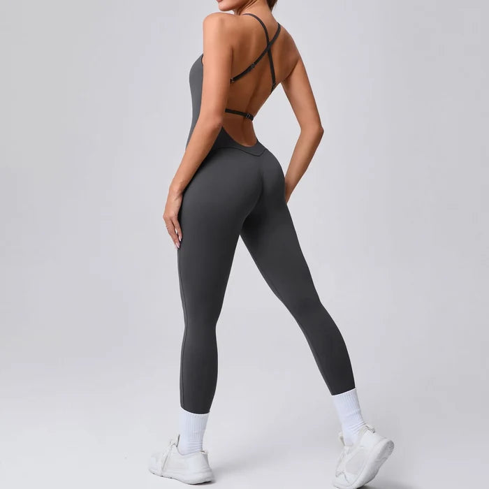 SPARK Adjustable Strap One-piece Yoga Fitness Jumpsuit TF95856