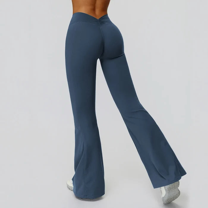 Back Waist Scrunch Flared Pants for Women