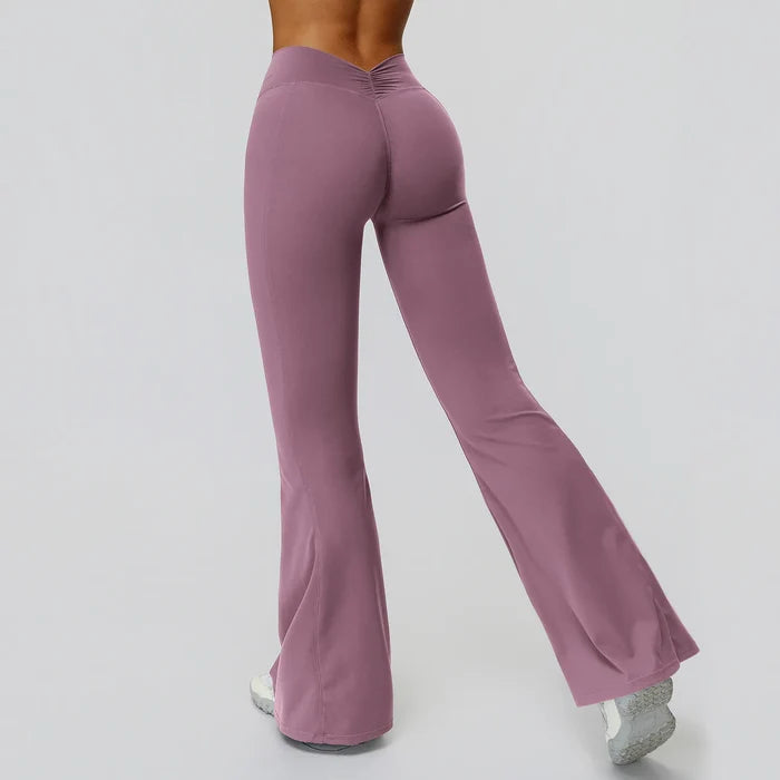 Back Waist Scrunch Flared Pants for Women