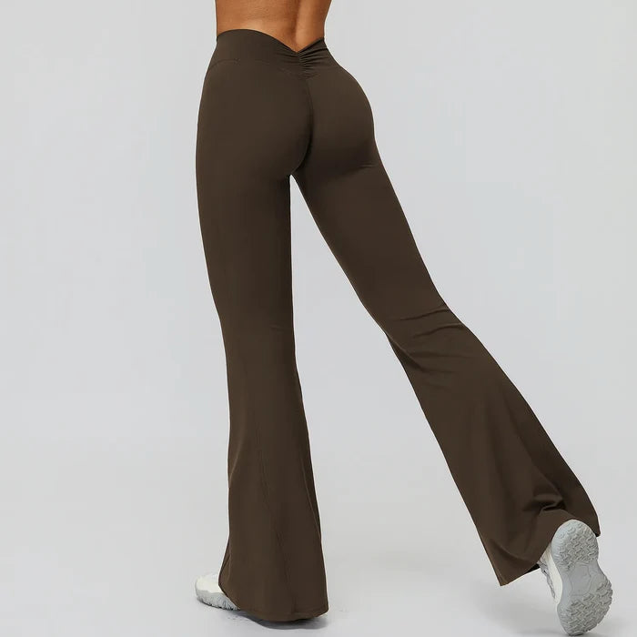 Back Waist Scrunch Flared Pants for Women