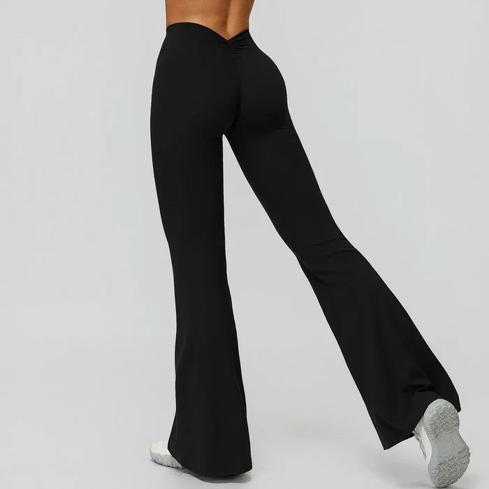 Back Waist Scrunch Flared Pants for Women