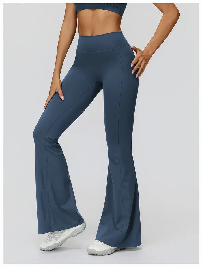 Back Waist Scrunch Flared Pants for Women
