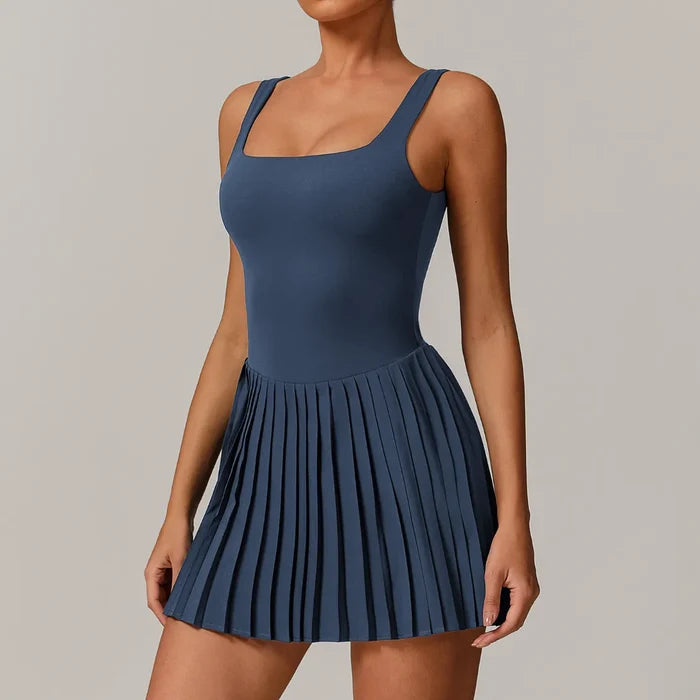 SPARK Backless Sports Dress with Pleated Skirt ZC9142
