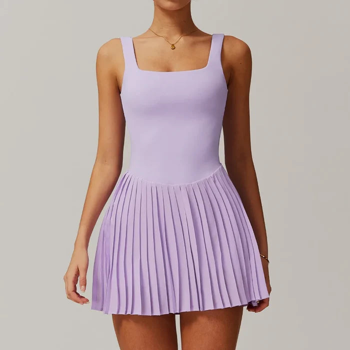 SPARK Backless Sports Dress with Pleated Skirt ZC9142