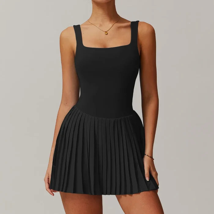 SPARK Backless Sports Dress with Pleated Skirt ZC9142