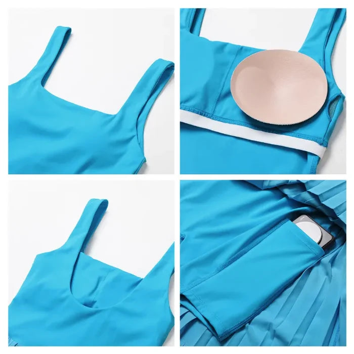 SPARK Backless Sports Dress with Pleated Skirt ZC9142