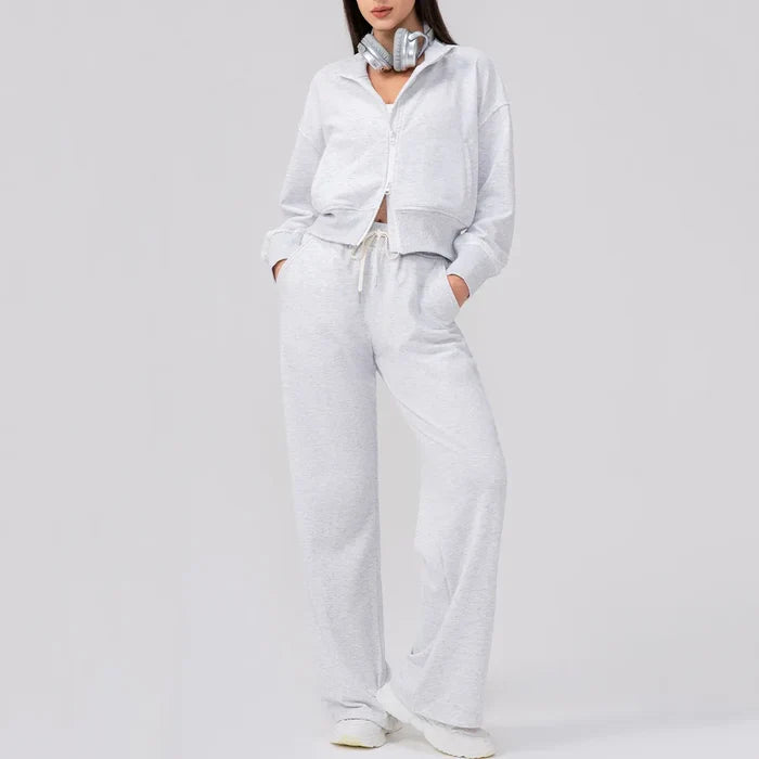 SPARK Collared Neck Lightweight Jacket-Light Gray