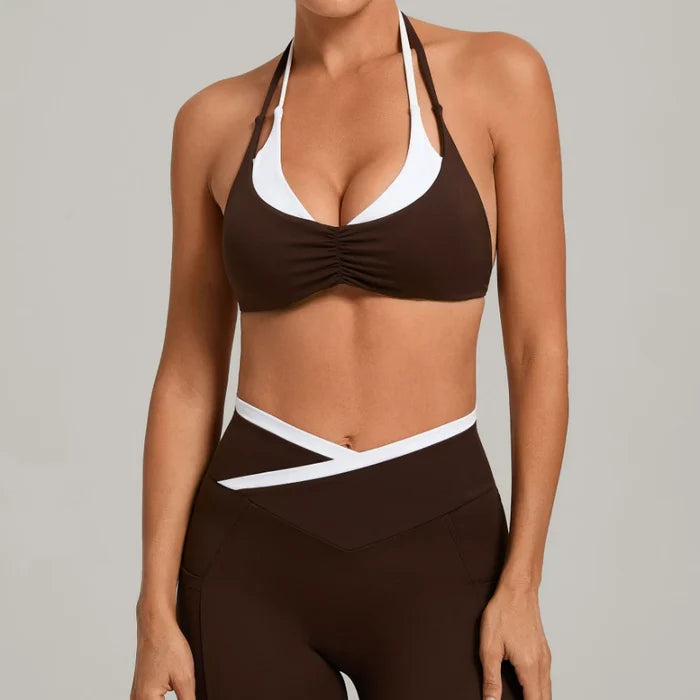 SPARK Color Block Fake Two-Piece Yoga Fitness Bra TF40602