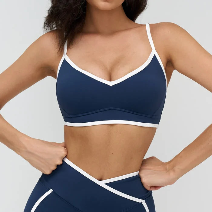 SPARK Color Block Spaghetti Strap Yoga Fitness Bra ZC9528