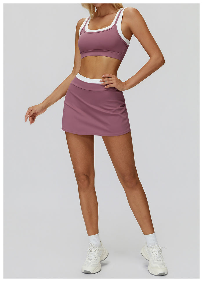 SPARK Contrast Color Fake Two-Piece Skirt for Women ZC3129