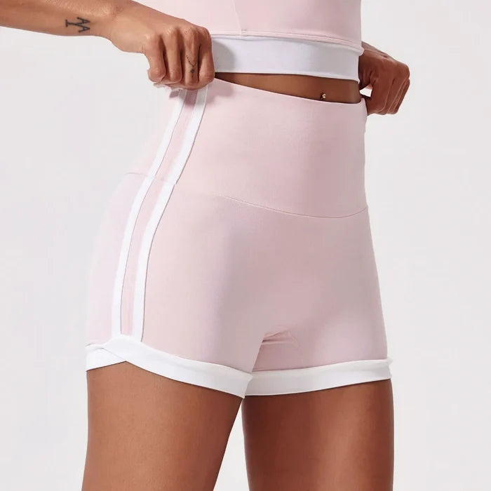 SPARK Contrast Color High Waist Yoga Shorts CY3234