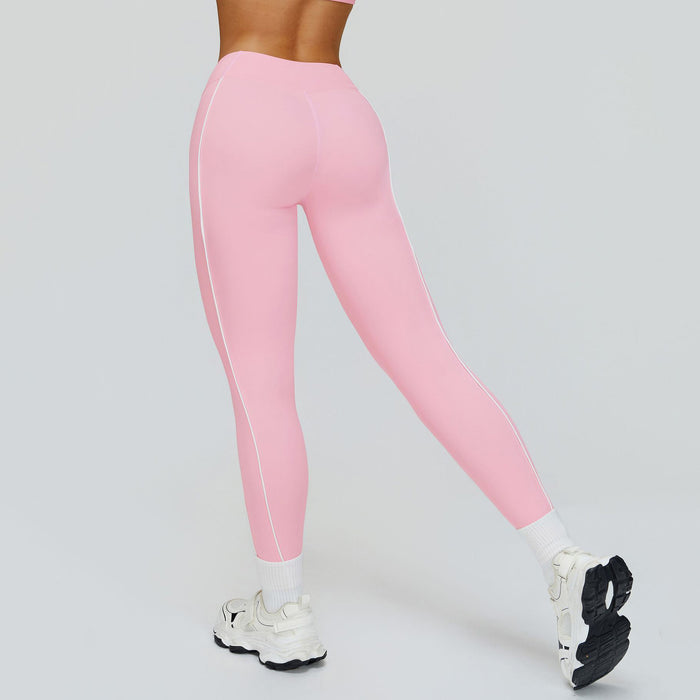 SPARK Contrast Color Naked Feeling High Waist Leggings  in pink back