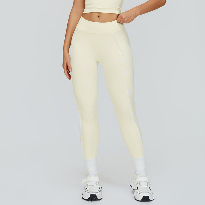 SPARK Contrast Color Naked Feeling High Waist Leggings  in light yellow