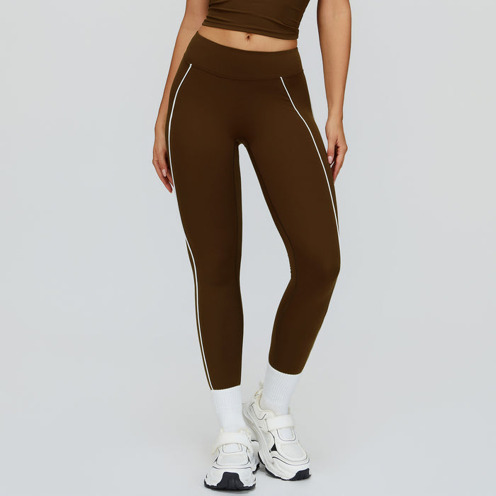 SPARK Contrast Color Naked Feeling High Waist Leggings  in brown