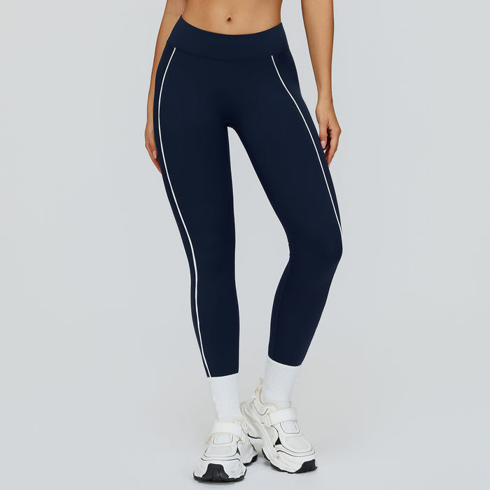 SPARK Contrast Color Naked Feeling High Waist Leggings  in navy