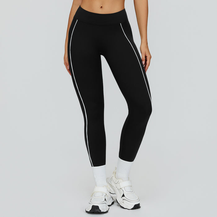 SPARK Contrast Color Naked Feeling High Waist Leggings  in black