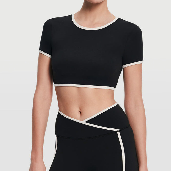 SPARK Contrast Color Short-Sleeve Yoga Tops RX6008