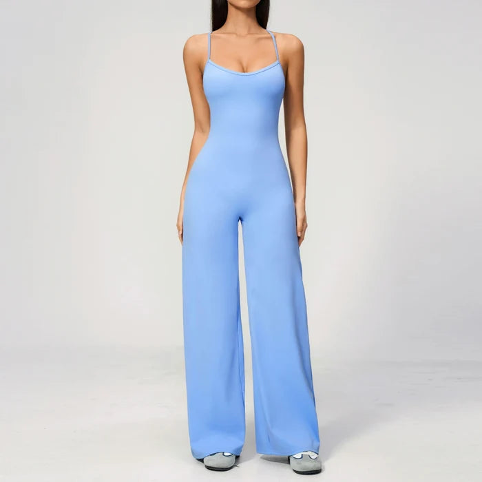 SPARK Cross Back Yoga Flared Jumpsuit For Women ZC4529