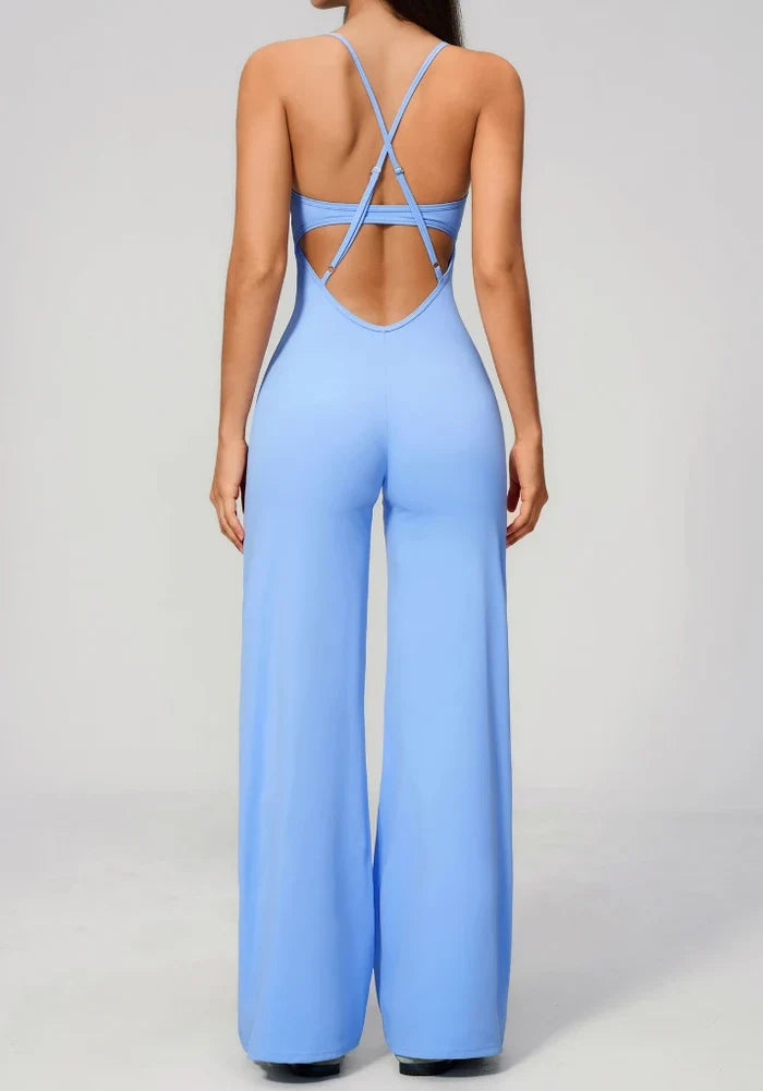 SPARK Cross Back Yoga Flared Jumpsuit For Women ZC4529