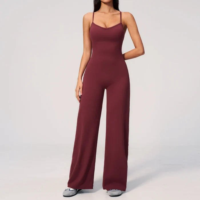 SPARK Cross Back Yoga Flared Jumpsuit For Women ZC4529