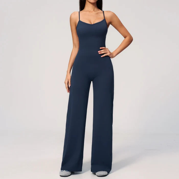 SPARK Cross Back Yoga Flared Jumpsuit For Women ZC4529