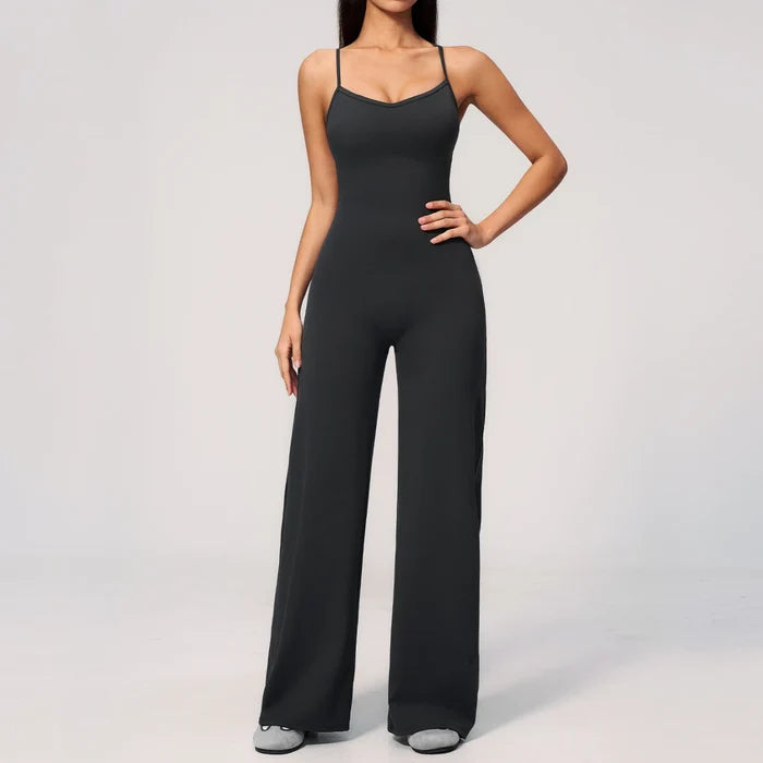 SPARK Cross Back Yoga Flared Jumpsuit For Women ZC4529