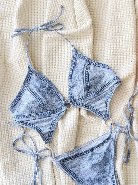 SPARK Denim Print One-piece Bikini CHUS968