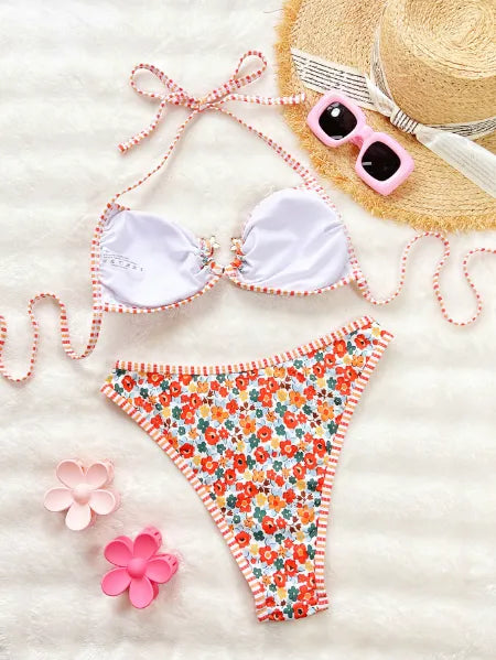 SPARK Double Strap Floral Swimsuit Sexy Bikini CHS230